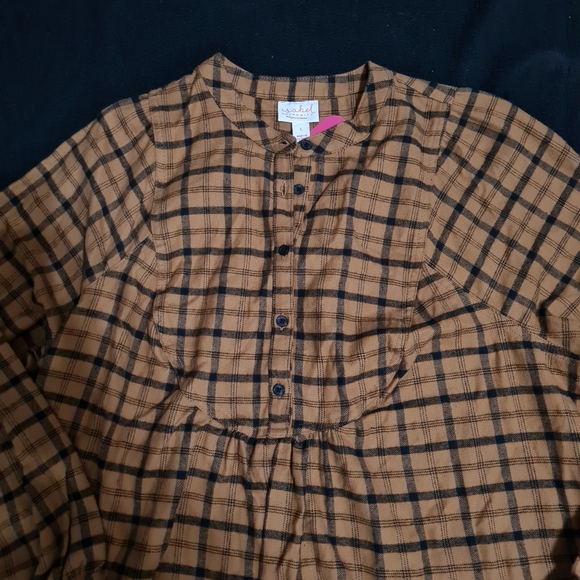 ISABEL MATERNITY BROWN/BLACK PLAID FLANNEL SHIRT SIZE LARGE - Picture 5 of 9